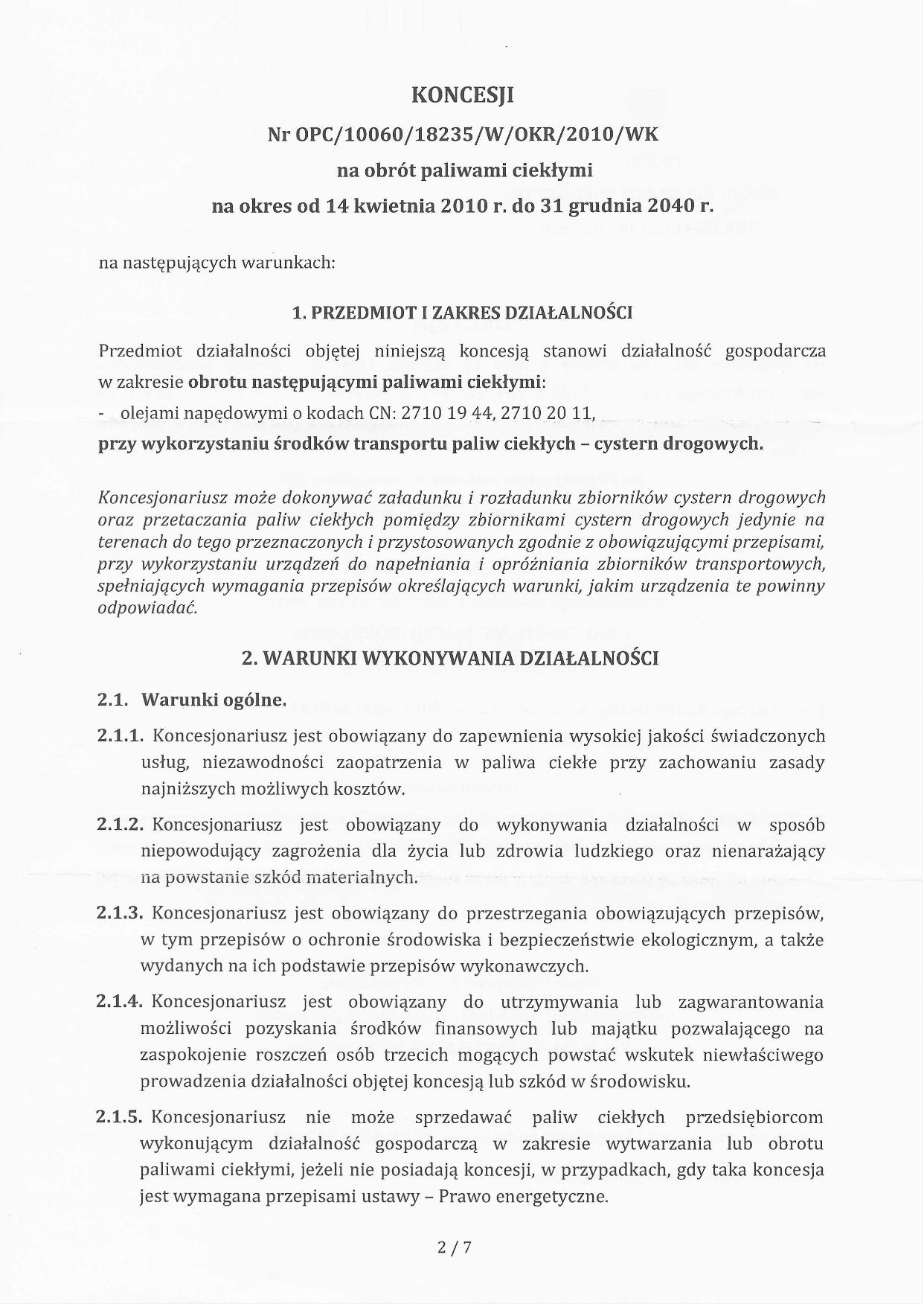 Koncesja URE M-TRANS, strona 2